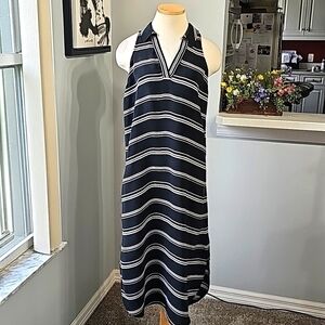 Anthropologie black with white striped maxi dress. XS. CUPRO Fabric. Classic
